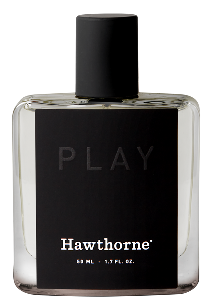A rectangular glass bottle of hawthorne's Warm and Aromatic (Double Dare) cologne with a black cap and label, featuring white text—a modern men’s scent for those who dare to stand out.